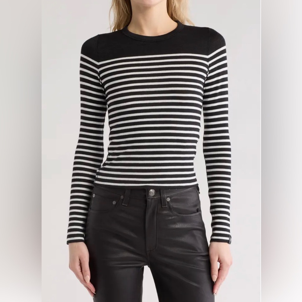 Rag & Bone The Knit Breton Stripe Sweater Womens Small‎ Black White XS